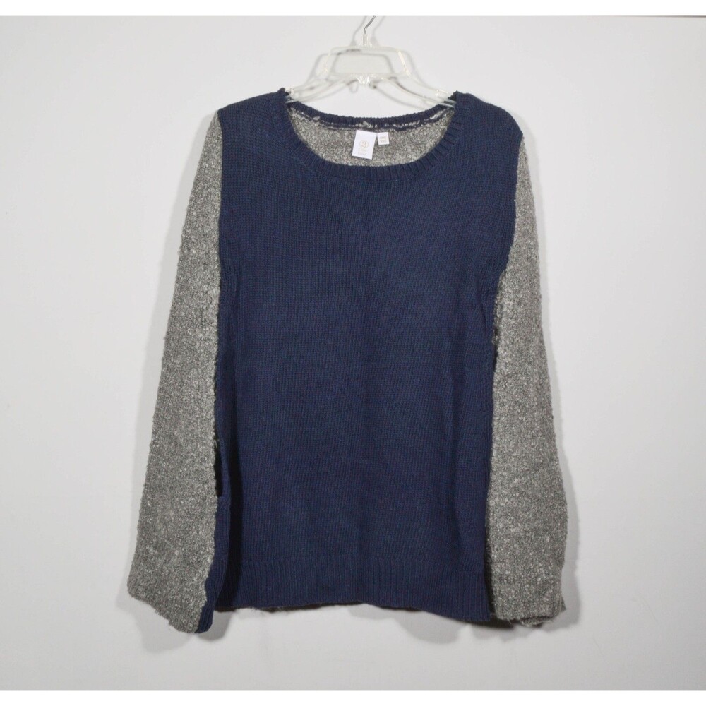 Muche et Muchette 2 Chic Luxe 10% Wool Navy Gray Long Poncho Sweater One Size